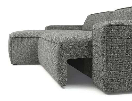 Ecksofa - Longchair links mit 2-Sitzer, Sitzvorzug motorisch, Stoff, Graphit