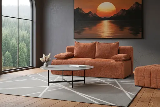 Querschläfer - Schlaffunktion mit Bettkasten, Stoff, Rotbraun