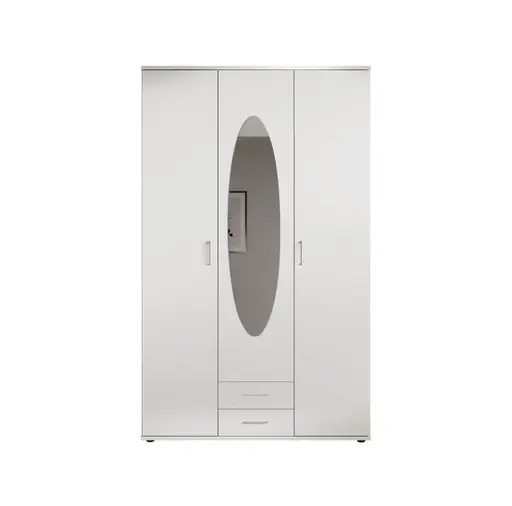 Drehtürenschrank- B ca. 120 cm, Weiß, Spiegel