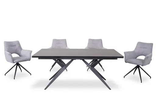 Armlehnstuhl MALEEN - drehbar, Stoff, Hellgrau