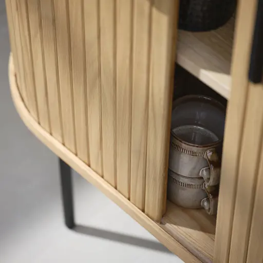 Highboard - B ca. 100 cm, Eiche Furnier, Natur