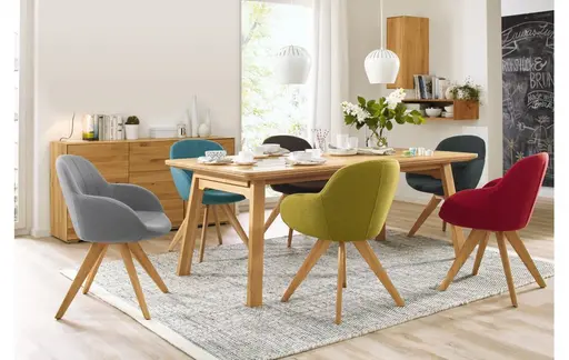 Polsterstuhl Dinner - drehbar, Stoff, Hellblau