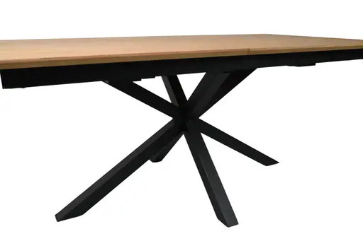 Esstisch MAKAIO - ausziehbar, LB ca. 180x90 cm, Eiche Furnier, Schweizer Kante, Schwarz