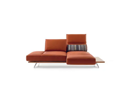 Sofa - 2,5-Sitzer, Rückenlehne/Armlehne verstellbar (manuell), Leder, Rost