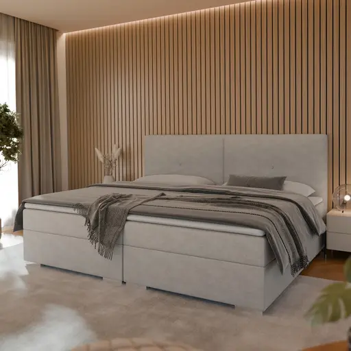 Boxspringbett- Liegefläche ca. 240x200 cm, Taupe