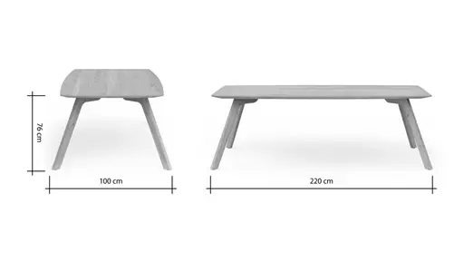 Esstisch Phoenix - LB ca. 220x100 cm, Eiche massiv, Bianco geölt
