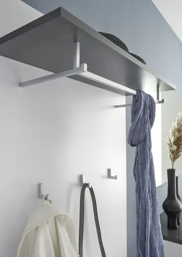 Garderobenpaneel - B ca. 70 cm, Weiß, Weiß Hochglanz, Anthrazit