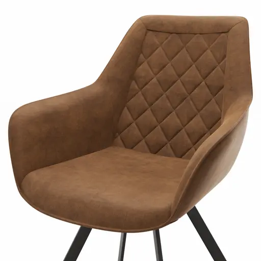 Armlehnstuhl Wesley - Stoff, Cognac