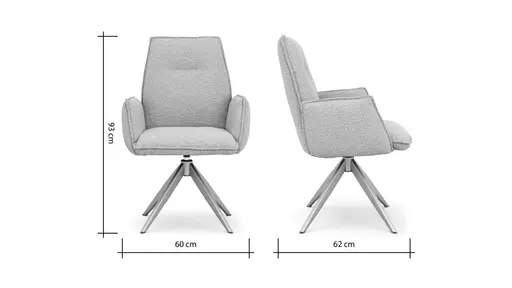 Armlehnstuhl Dinner - drehbar, Stoff, Champagner