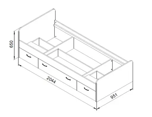 Kojenbett - Liegefläche ca. 90x200 cm, Artisan Eiche Nachbildung
