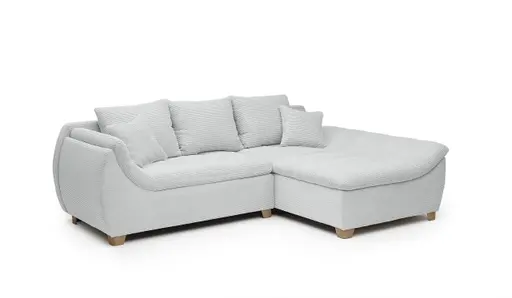 Ecksofa JAMILA - 2-Sitzer, Ecke rechts, Stoff, Silberfarben