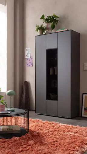 Vitrine Medio - Melamin, Schiefergrau