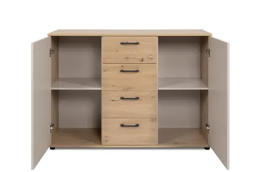 Sideboard- B ca. 120 cm, Eiche Dekor, Beige