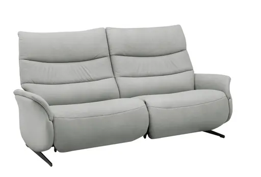 Sofa EM Lun - 3-Sitzer, Wall-Free Funktion, Kopfteilverstellung, Leder, grau