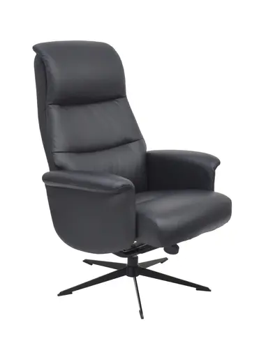 TV-Sessel MENNIS mit Hocker - drehbar, Relaxfunktion, Kopfteilverstellung, Leder, Schwarz