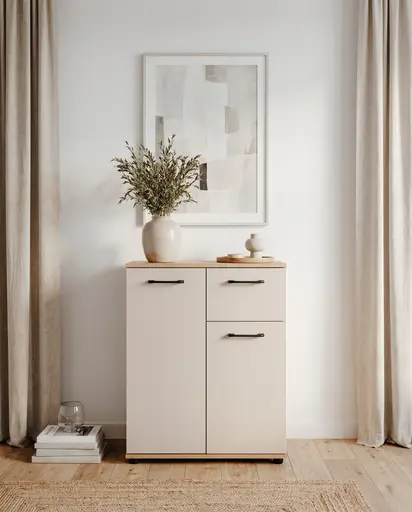 Kommode- B ca. 60 cm, Eiche Dekor, Beige