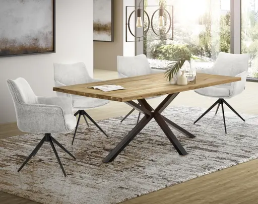 Armlehnstuhl MAIKE - drehbar, Stoff, Weiß