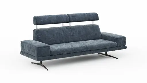 Sofa Hubertus - 2,5-Sitzer, Kopfstütze verstellbar, Stoff, Blau