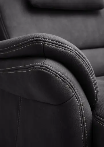 Wohnlandschaft - Longchair links mit 2,5-Sitzer und Ecke rechts inkl. 2 Premiumkopfstützen in Stoff Dunkelgrau