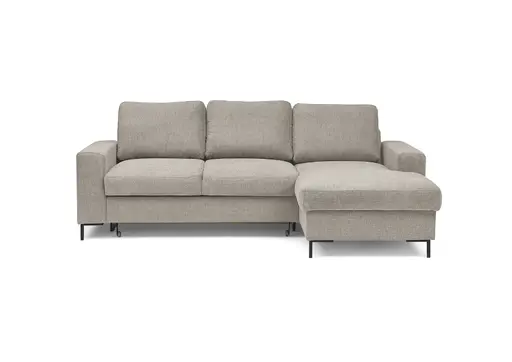 Ecksofa - 2-Sitzer mit Longchair rechts, Stoff, Steingrau