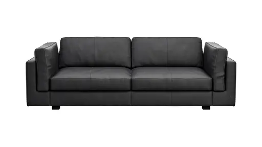 Sofa Aprino 3 - 3,5-Sitzer XL, Dickleder, schwarz, Armlehne Kissen