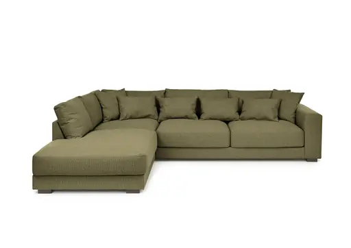 Ecksofa - Ecke links, 3-Sitzer, Stoff, Olive