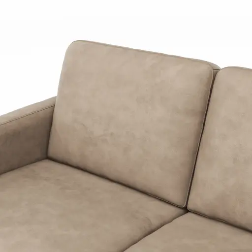 Sofa Enna - 2,5-Sitzer, Armlehne A, Leder, Taupe, Kufe, Schwarz