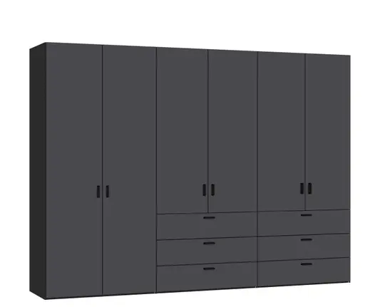 Drehtürenschrank JOIN IT- B ca. 303 cm, Schwarz, Anthrazit