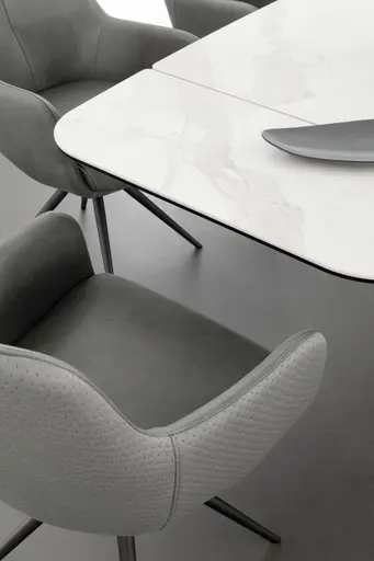 Esstisch Savona - LB ca. 200x100 cm, ausziehbar, Keramik, Weiß, Bootsform