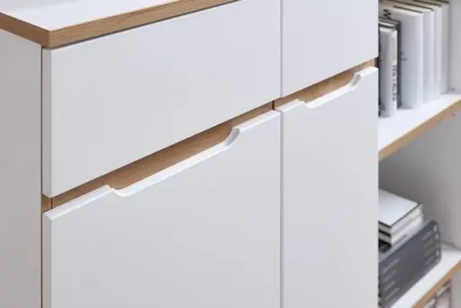 Büroschrank - B ca. 45 cm, Weiß, Artisan Eiche Nachbildung