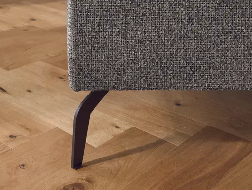 Ecksofa Benissa - Ecke und Abschlussteil mit 2,5-Sitzer rechts inkl. Rückenlehne verstellbar, Stoff, Dunkelgrau