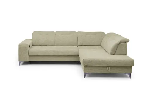 Ecksofa -2-Sitzer mit Ecke rechts, Kopfteil verstellbar, Sitztiefe verstellbar motorisch, Stoff, Sand