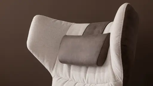 Drehsessel Houston Relax - Größe M, inkl. Relaxfunktion (motorisch), Aufstehhilfe und Kopfstütze, Stoff, außen Taupe/innen Natur