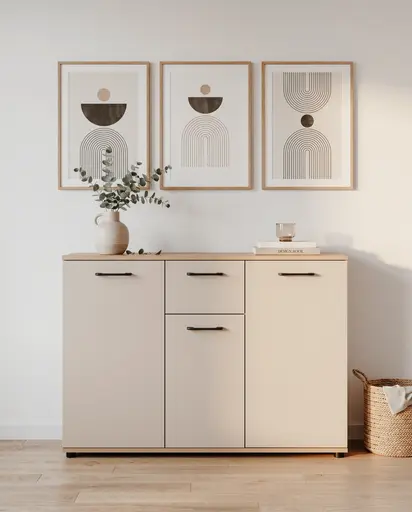 Sideboard- B a. 107 cm, Eiche Dekor, Beige