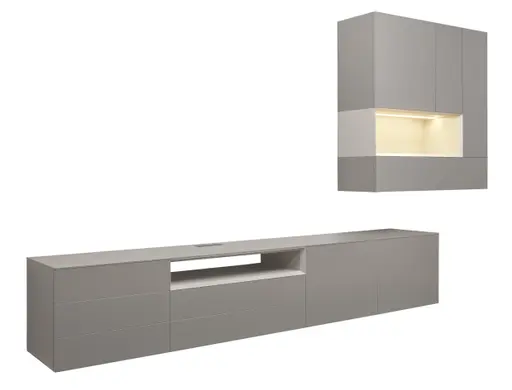 Wohnwand Satola - inkl. Beleuchtung, Lack, Anthrazit