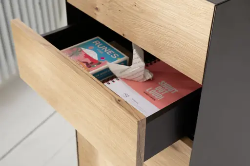 Kommode Jan - Wildeiche massiv, Metall