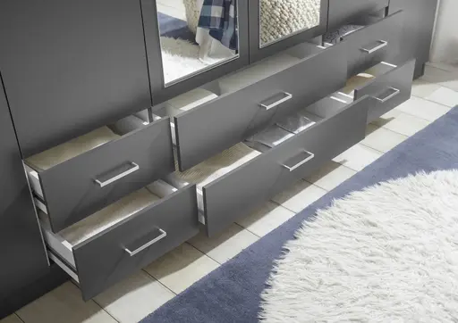 Drehtürenschrank- B ca. 271 cm, Graphit, Spiegel