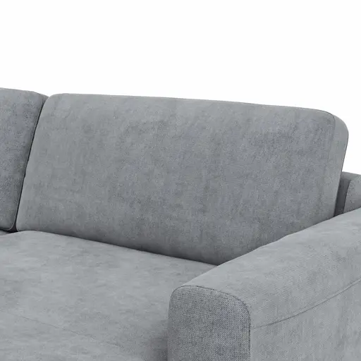 Wohnlandschaft Oviedo - Ecke links mit 2-Sitzer und Longchair rechts, Stoff, Grau