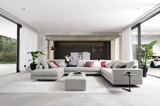 Ecksofa Cuneo - Longchair links, 2,5-Sitzer, Ecke rechts, Stoff, Hellgrau