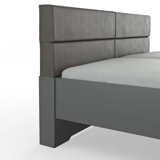 Bett Viana - Liegefläche ca. 180x200 cm, Holzwerkstoff Dunkelgrau, Kunstleder Anthrazit
