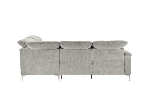 Ecksofa - 3-Sitzer mit Ecke rechts, Kopfteil verstellbar, Stoff, Grau