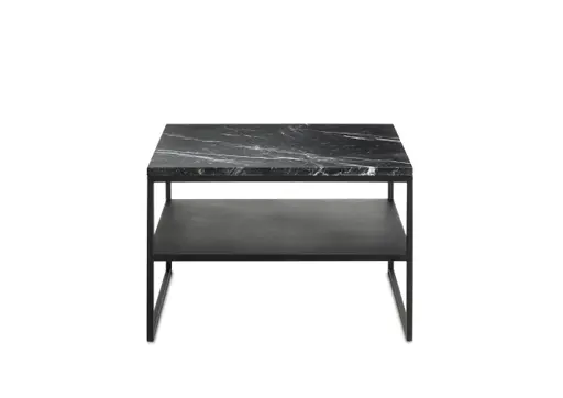 Couchtisch Kai - mit Ablage, LBH ca. 65x65x42 cm, Marmor, Schwarz