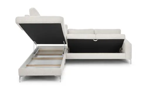 Ecksofa CALM 2.0 - Ecke links mit 2,5-Sitzer, Schlaffunktion mit Bettkasten, Stoff, Natur