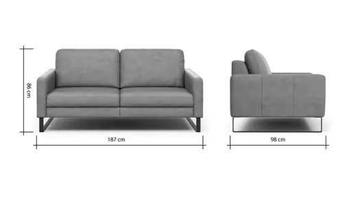 Sofa Enna - 3-Sitzer, Leder, Grau
