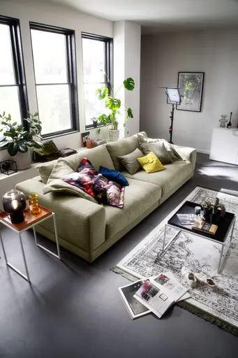 Sofa Juni - 3-Sitzer, Stoff, Lindgrün