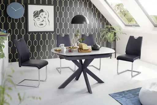 Esstisch MEGGIE - ausziehbar, LB ca. 130x100 cm, Keramik, Grau