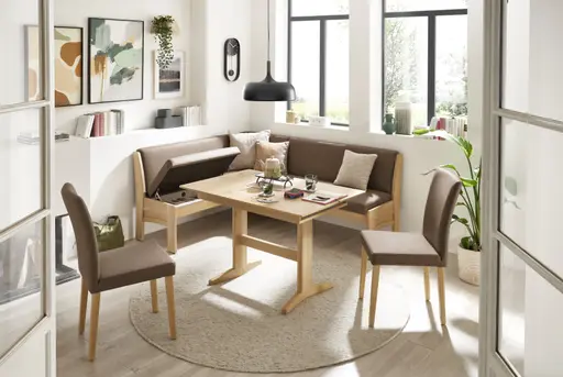 Eckbank EM Bregenz - mit Stauraum, Stellmaß ca. 136x226 cm cm, Stoff, Braun