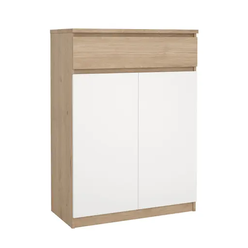 Schuhschrank - B ca. 81 cm, Jackson Hickory Nachbildung, Weiß