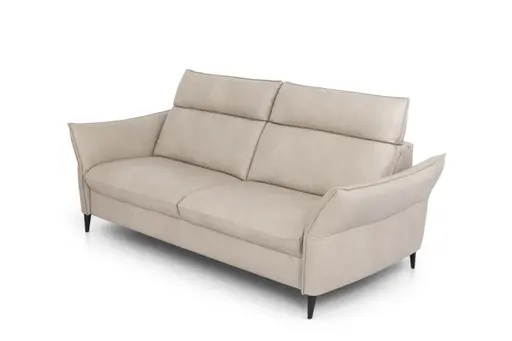 Sofa - 3-Sitzer, Kopfteil verstellbar, Leder, Creme