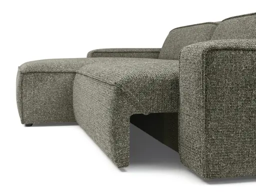 Ecksofa - Longchair links mit 2-Sitzer, Sitzvorzug motorisch, Stoff, Graubraun